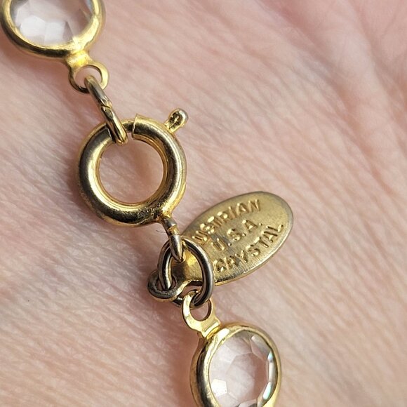 VTG Austrian Crystal USA Gold Tone Bezel Set Bracelet Clear/Colorless - Picture 4 of 6